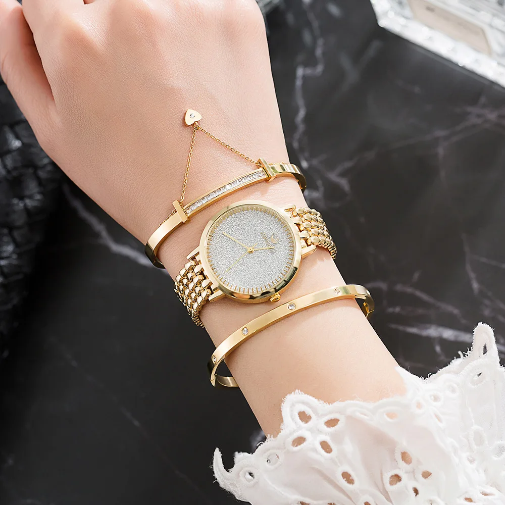 

Exquisite Frosted Gypsophila Steel Band Watch All-match Diamond Hypoallergenic Bracelet Ladies Watch Gift Box