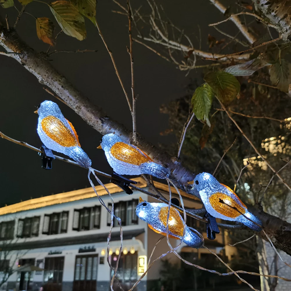 

Acrylic Holiday Bird String Light Led Figurines Cute Festival Home Garden Decor Indoor Outdoor Yard Solar Powered Landscaping