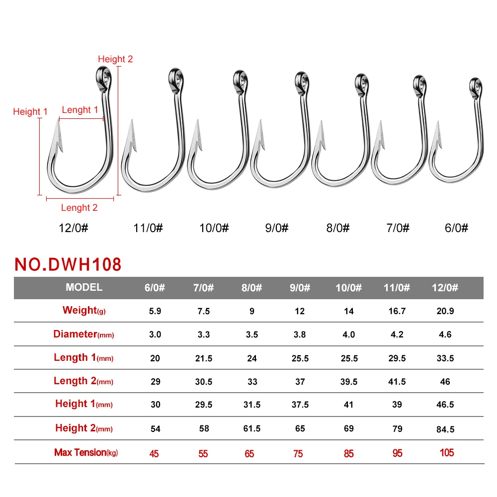 

Brand Saltwater Fishing Hook Sword Hook 6/0#-12/0# Model stainless steel fishhook Made in Taiwan