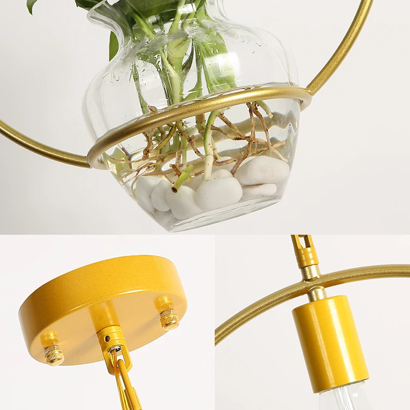 Современная декоративная Подвесная лампа золотой абажур для кухни столовой E27 110