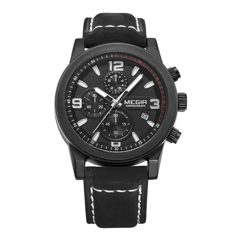 

MEGIR New Luxury Waterproof Sports Chronograph Calendar Casual Watch Men's Belt Sports Business Luminous Relogio Masculino 2026G