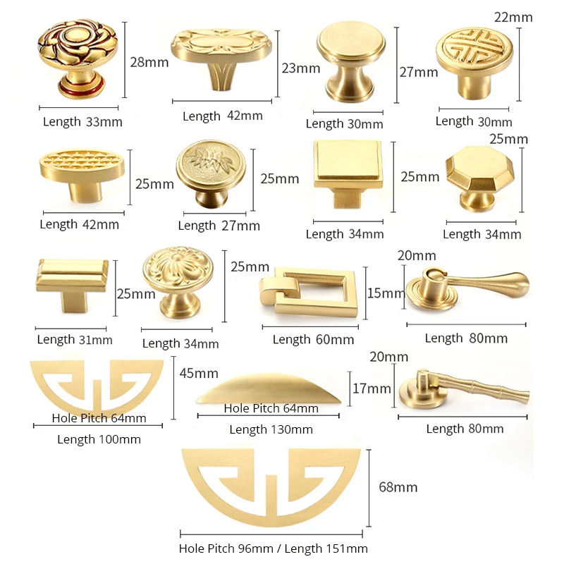 Чистая медь кухонный шкаф ручки дверные для выдвижных ящиков Европейский Винтаж