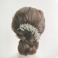 silver color pearl crystal wedding hair combs hair accessories for bridal flower headpiece women bride hair ornaments jewelry