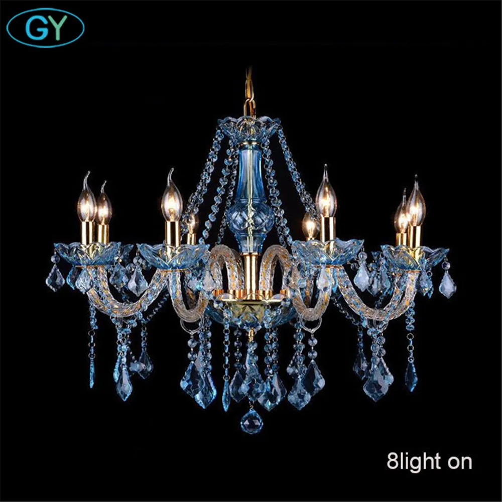 Современная люстра Lustre Хрустальные люстры светло голубые стеклянные De Cristal