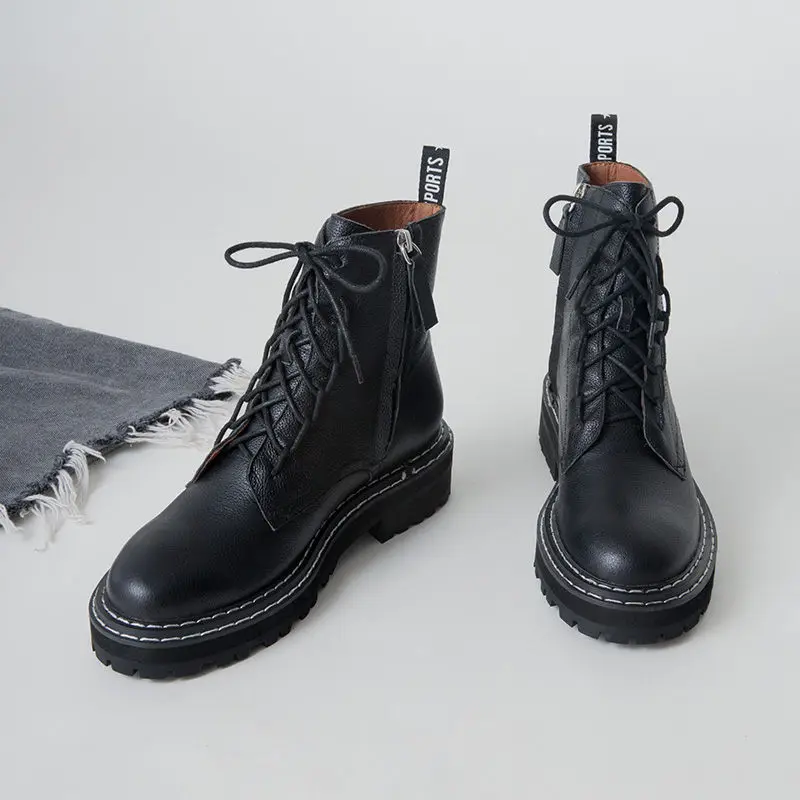 SARAIRIS Luxury Brand Real Genuine Leather Cow Leather Pigskin Shoes Woman Casual Boot Leisure Fall Ankle Boots Women Shoe