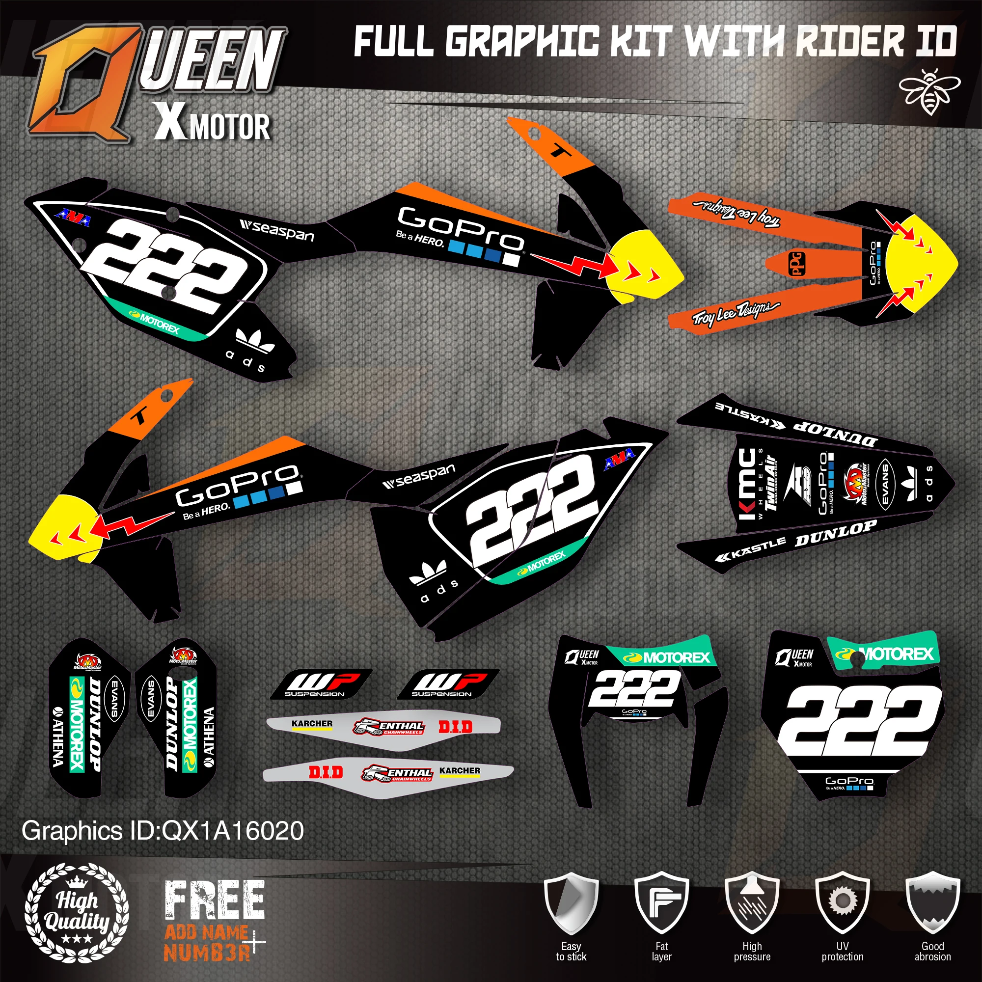 QUEEN X MOTOR Custom Team графические наклейки Набор наклеек для KTM 2016 2017 2018 SX SXF 2019 EXC XC-W 020 |