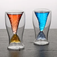 80ml mermaides fish tail wine glass double layer beer whiskey cocktail mug cup
