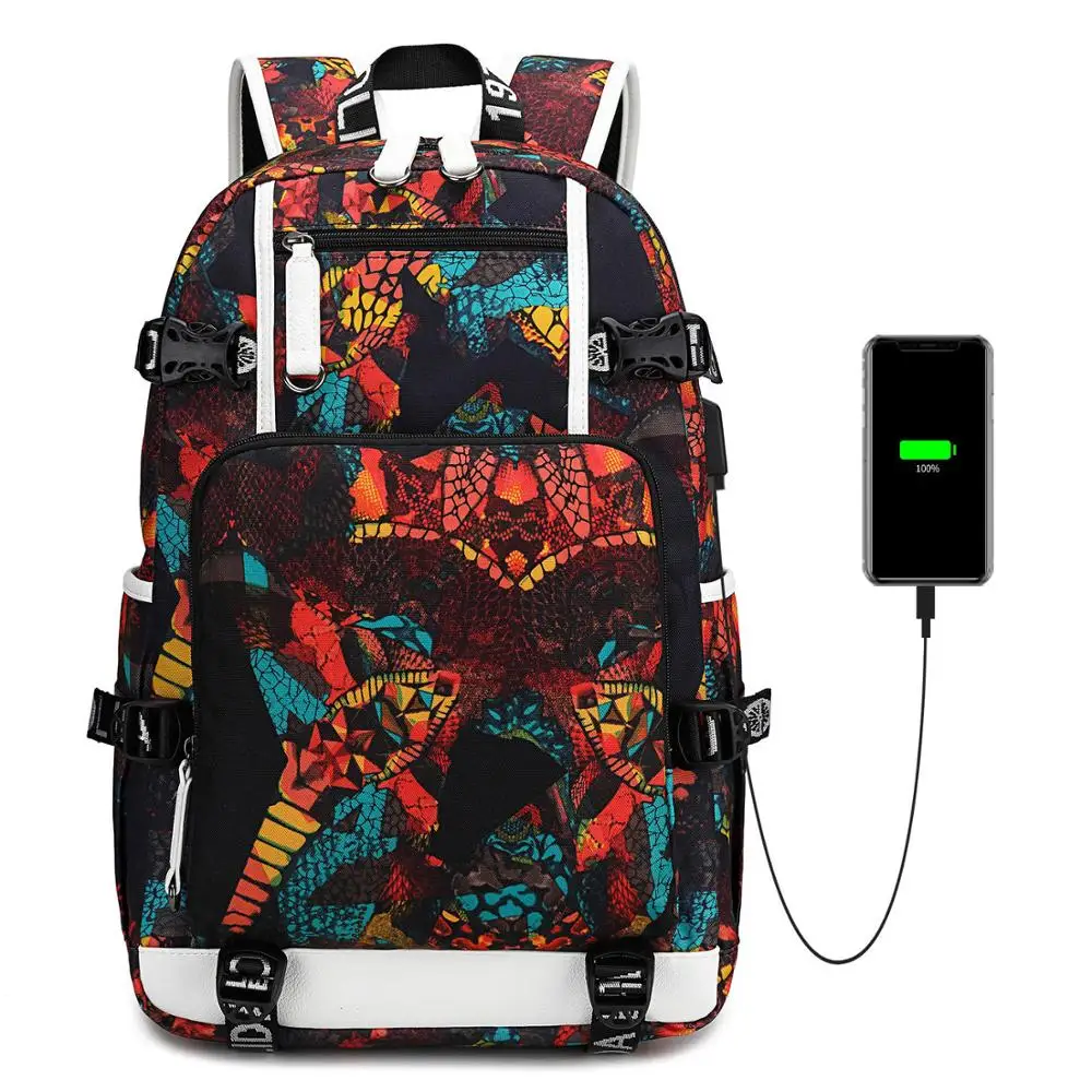 

Printed USB Travel Backpack for Teenagers School Bags Laptop Bag Waterproof USB Charging Mochila Feminina Travel Bag