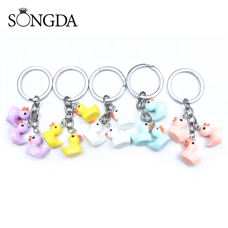 

Super Cute Little Yellow Duck Keychain Diy Acrylic Animal Key Chain Fashion Bags Keyring Color Pendant Trinkets Funny Toy Gift