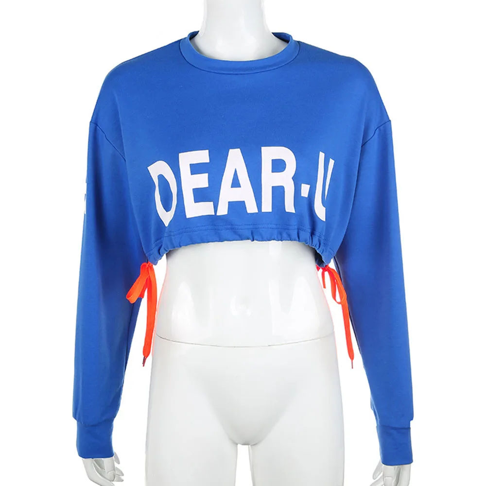 

Western Style Hoodie 2021 Spring Summer Fashion Hipster Designer Letter Printing Loose Casual Navel Round Neck Long Sleeve