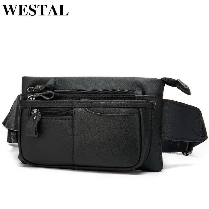 WESTAL Мужская поясная сумка из натуральной кожи мужская для денег хип хоп/бум
