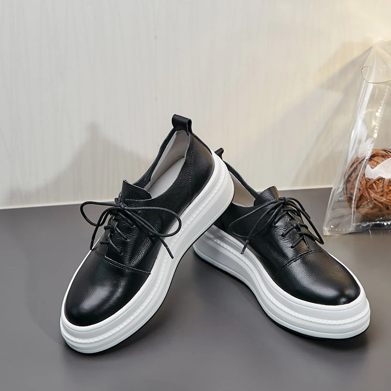 Туфли оксфорды женские из натуральной кожи мягкие удобные на платформе без