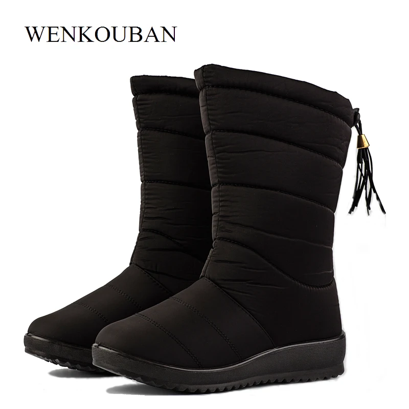 

Female Mid-Calf Down Boots Waterproof Winter Boots Women Warm Ladies Snow Bootie Wedge Rubber Plush Botas Mujer 2019
