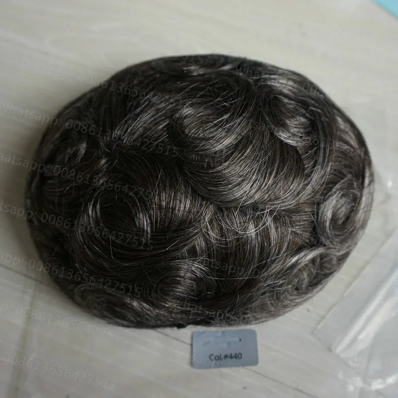 Hstonir Для мужчин парик Швейцарский Кружево натуральный Волосы Remy системы замены парики H074 - Парик Цвет: 440 #