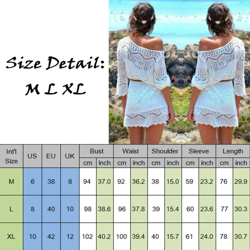 Женский белый кружевной вязаный пляжный свитер летний сексуальный прозрачный
