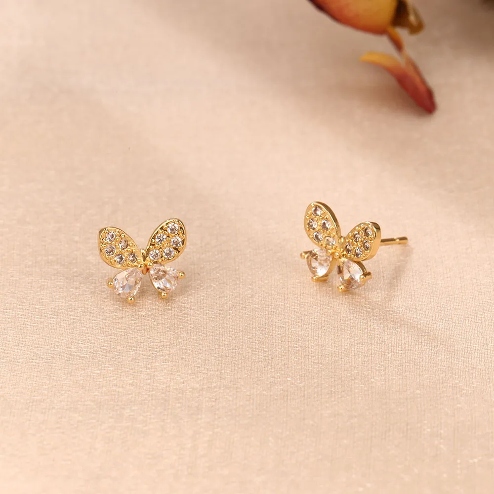 

New Romantic Golden Diamond Butterfly Drop Earrings Lover Women Proposal Jewelry With Zircon For Female Engagement Accessories