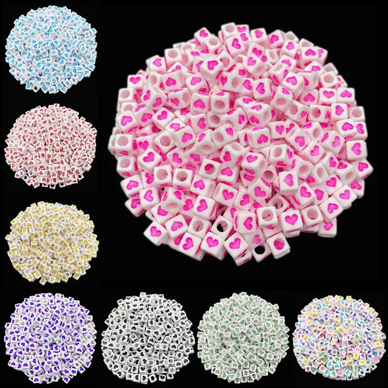 

60 шт./6 мм, квадратные сердца, бусины россыпью для изготовления ювелирных изделий своими руками, подвеска, ожерелье, браслет, оптовая продажа