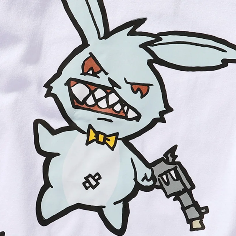 

Aolamegs Oversized Men Tshirt Fierce Rabbit Anime Print T-shirts Couple Casual Short Sleeve Tops Tee Harajuku Hip Hop Streetwear