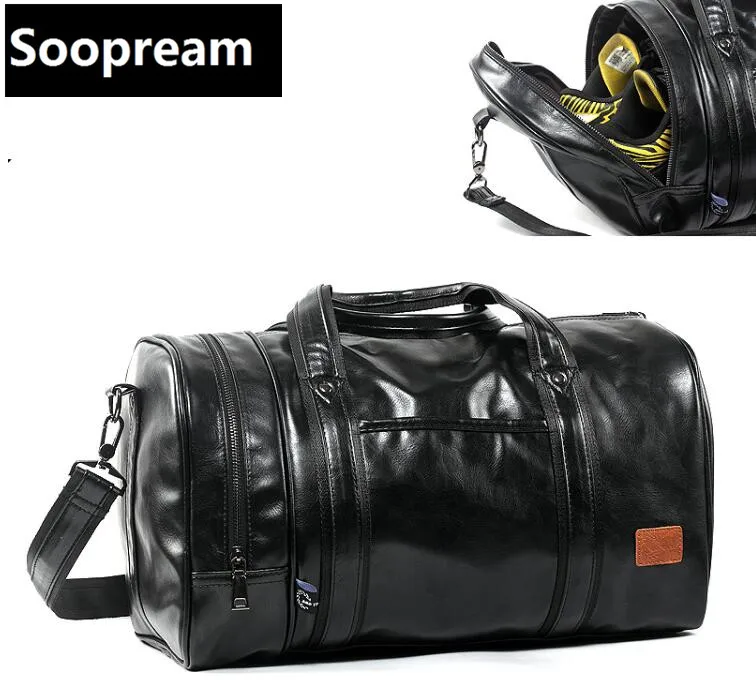 

AAA Solid black tote Men Bag PU Leather Men's Travel Casual Duffle Bags Bucket Handbag One Shoulder CrossBody Bag sling bags