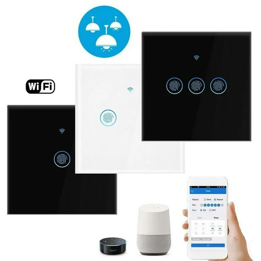 

WiFi Light Switch Type Smart Home Panel Standard WIFI Control App Smart Wall Remote Control LED Light Glass Panel