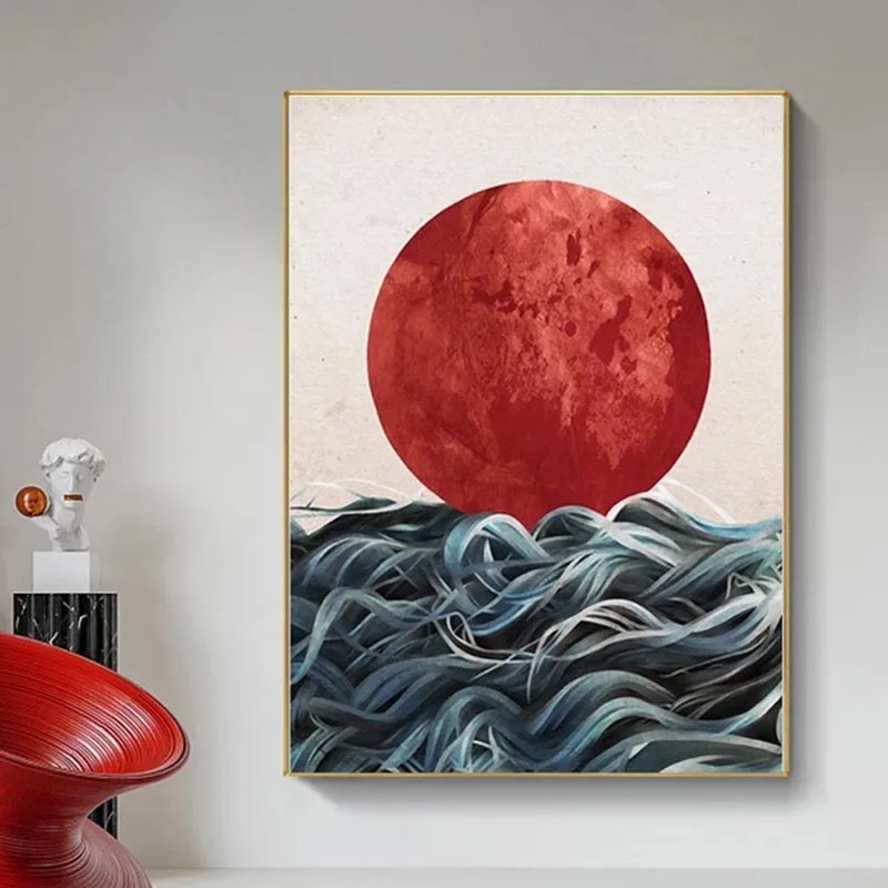 Японские художественные плакаты и принты Sunrise Картина на холсте для гостиной