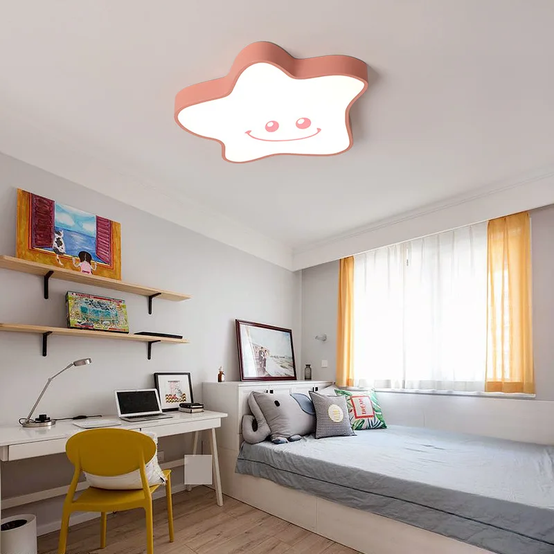 Pink Star Moon Bedroom Ceiling Light Lighting Fixture Modern Child Baby Kids Children's Room Led Lights For Home | Освещение