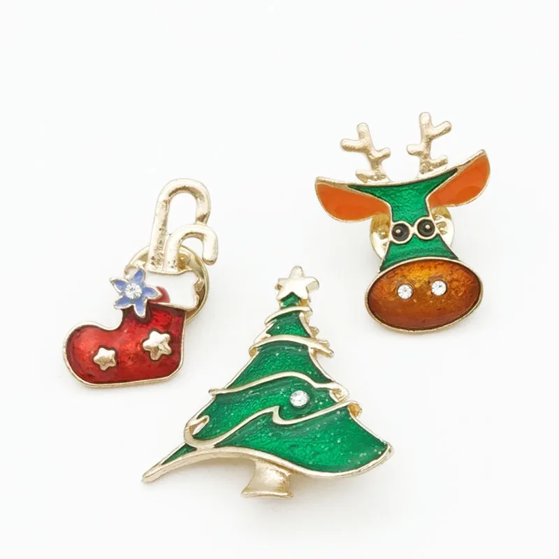 

3 Pcs/Set Christmas Brooches Fashion Tree Sock Elk Pins Badge Party New Year Festival Gifts Jewelry