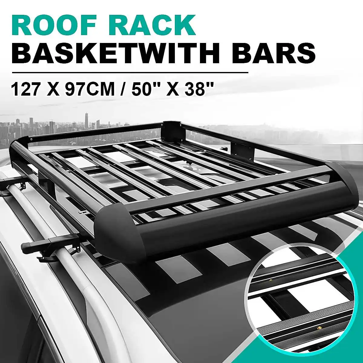 

127x97cm Aluminum Car Top Hitch Mounted Cargo Carrier Rack Luggage Basket