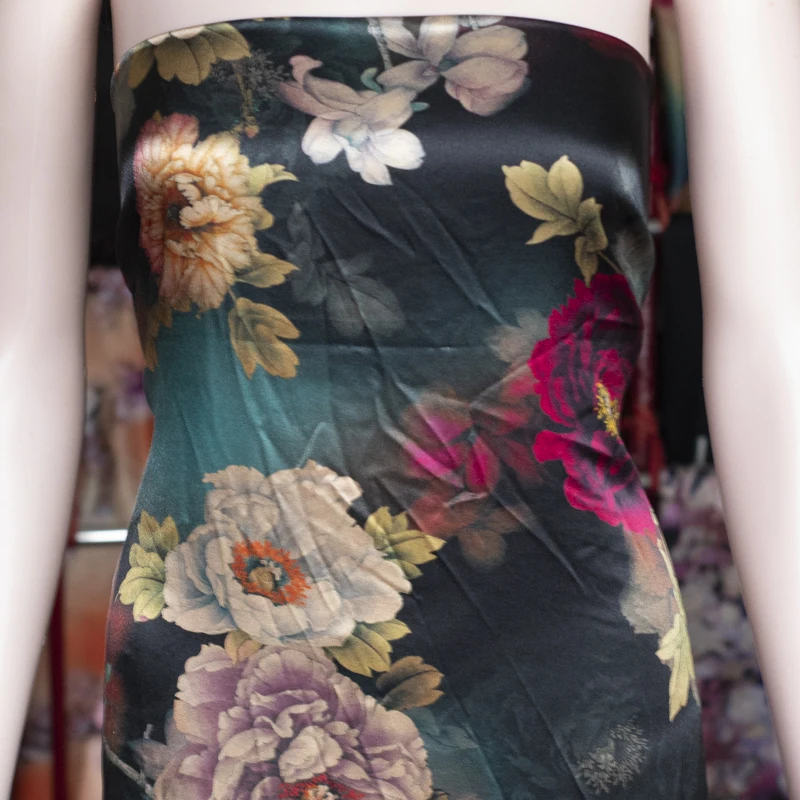 Китайский Шелкопряд шелковый крепированный сатин простой стрейч широкий