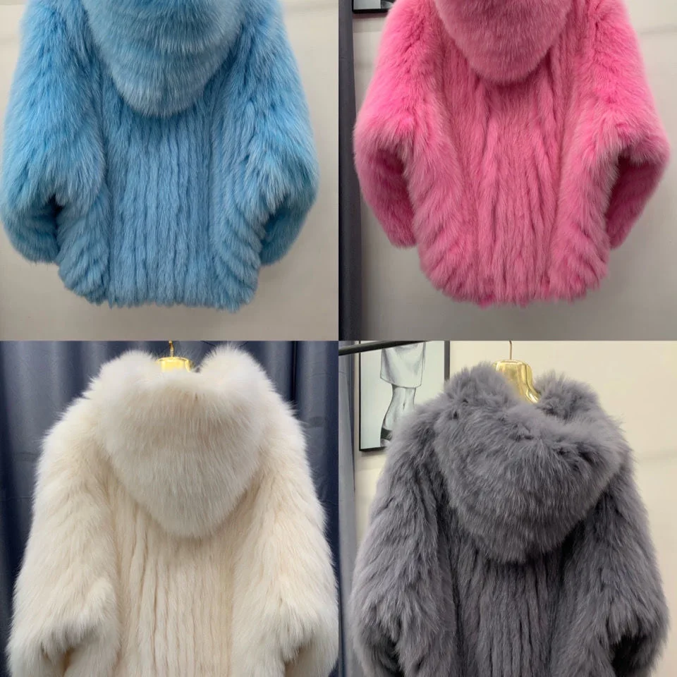 

The new 2021 fashion all-match loose natural fox fur jacket medium long hooded coat for women's winter wear
