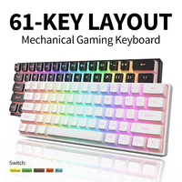 mk61 61 keys pbt keycap mechanical gaming keyboard rgb backlight hot swappable nkro gateron switchs type c wired for pc computer