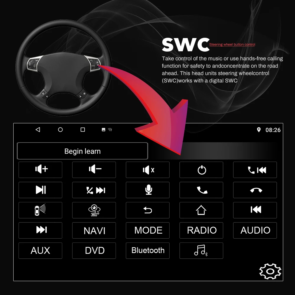 Автомобильный мультимедийный видеоплеер Podofo 2din 9 дюймов Android 1 + 16 ГБ GPS Wi Fi IPS