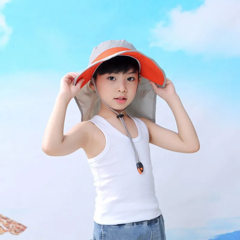 

New Wide Brim Children Sun Hat Kids Bucket Cap Summer Beach Outdoor New Fashion Cute Casual Sun Hats Ice SIilk Cold for Outdoor