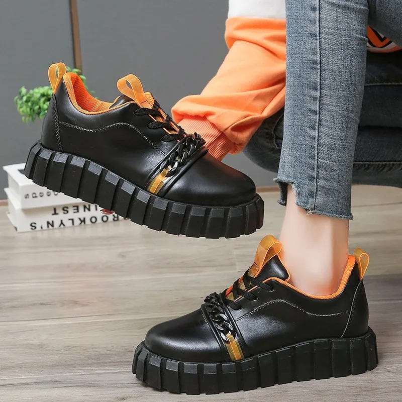 

Europe 2022 New Women Shoes Fashion Sneakers Woman Skateboard Shoes Lace-up Luxury Retro Plus Size Ladies Platform Shoes Women