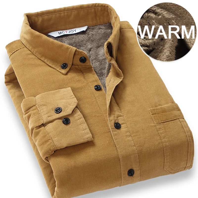 Высокое качество 2021 зимняя теплая приталенная Мужская Вельветовая рубашка