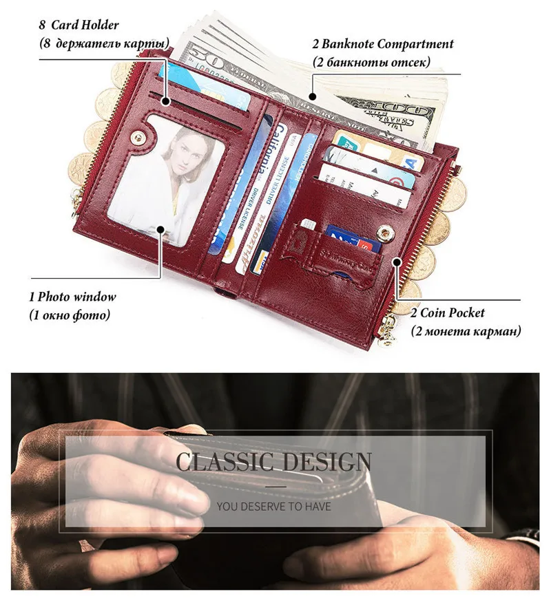 Luxury Brand Split Leather Women Wallet Female Lady Small Walet Portomonee For Girls Mini Pocket Perse Holder Coin Purse