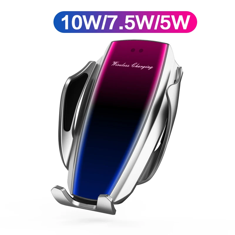 

10W Fast Wireless Car Charger for iPhone Samsung Huawei Smart Sensor Automatic Clamping Car Mount Wireless Charger Phone Holder