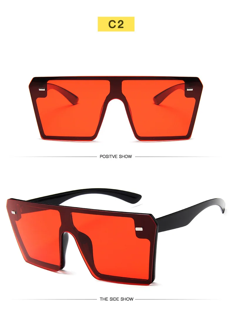 YOOSKE Brand Oversized Sunglasses Women Men Vintage Gradient Sun Glasses Shades Retro Big Frame Flat Top One Piece Eyewear