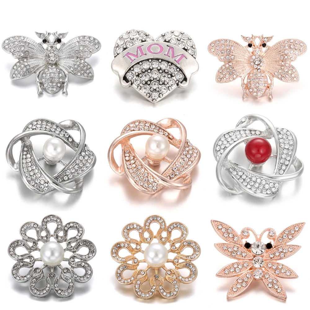 6 шт./лот новые ювелирные изделия с кнопками 18 мм большими стразами пчела сердце