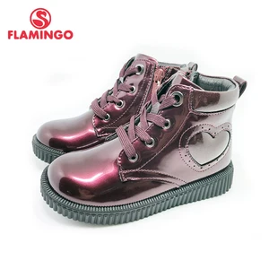Ботинки детские с рисунком фламинго, Осень-зима 2020, Яркие Кожаные Нескользящие ботинки для девочек, XTM31-11H
