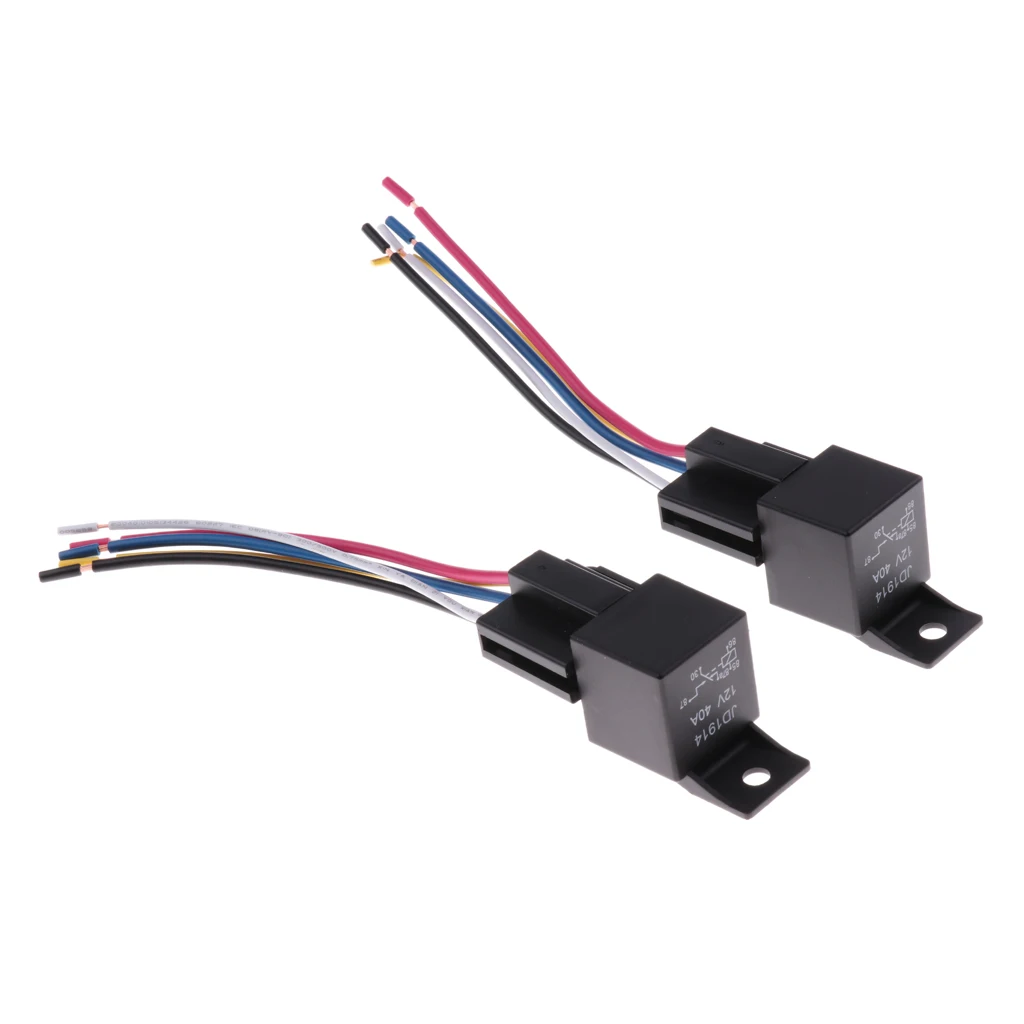 2 комплекта JD1914 12V 40A 40Amp 5-контактный SPST автомобильное реле 5 проводов Жгут |