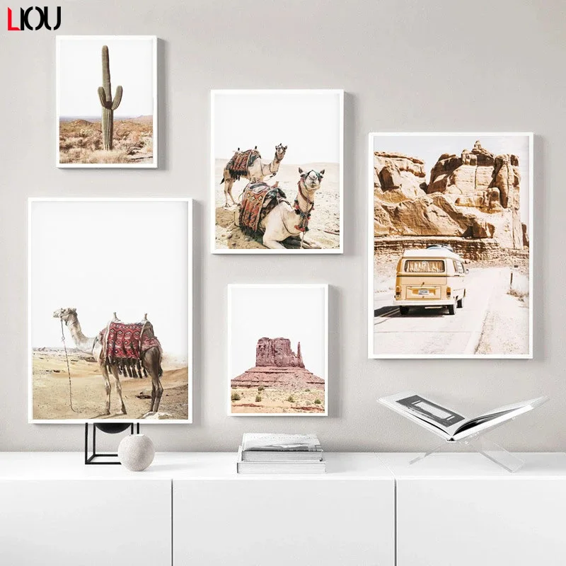 Картина на холсте С КАКТУСОМ пустыни художественный плакат в скандинавском