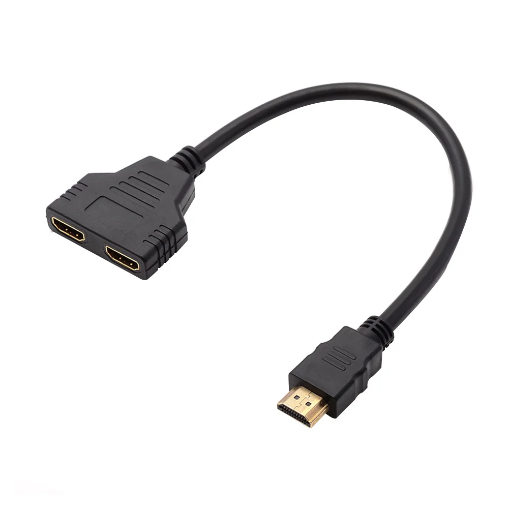 

HDMI-compatibl Splitter 1 Input Male To 2 Output Female Port Cable Adapter HDTV 1 Input 2 Output 2-port HDMI-compatible Switch