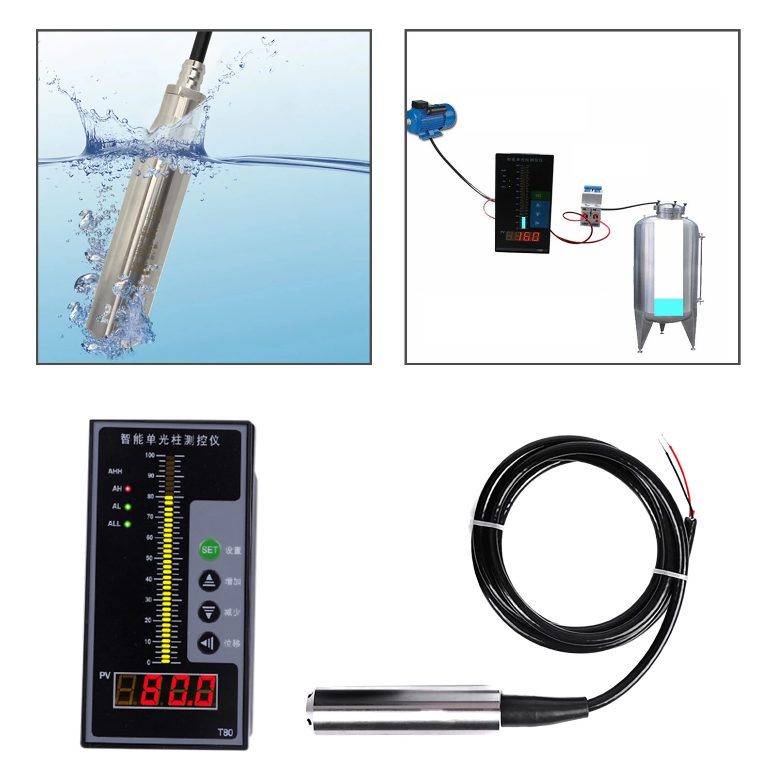 

Submersible Level Sensor 4-20mA, Throw-In Type Liquid Level Sensor, 24V DC Input Liquid Level Transmitter, 0-5M Measuring Range