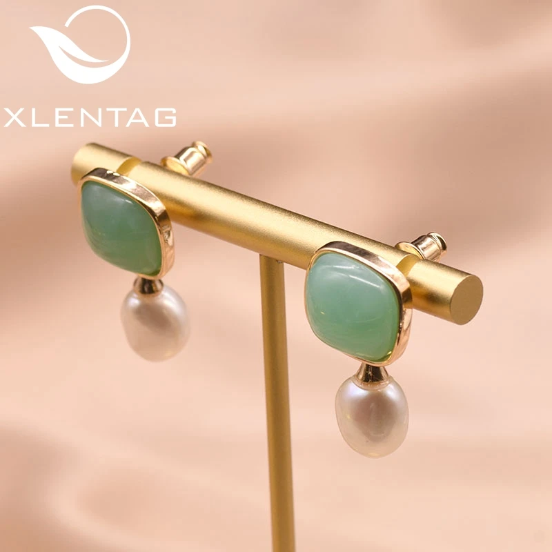XlentAg натуральный жемчуг висячие серьги эстетические гвоздики фрукты зеленый