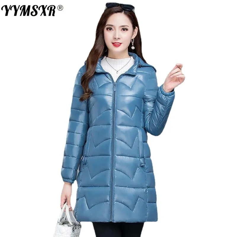 

Winter Women's Cotton Coat 2021 New Korean Style Down Cotton Women's Bright Face Mid-length Loose Thick Casual Padded Jacket