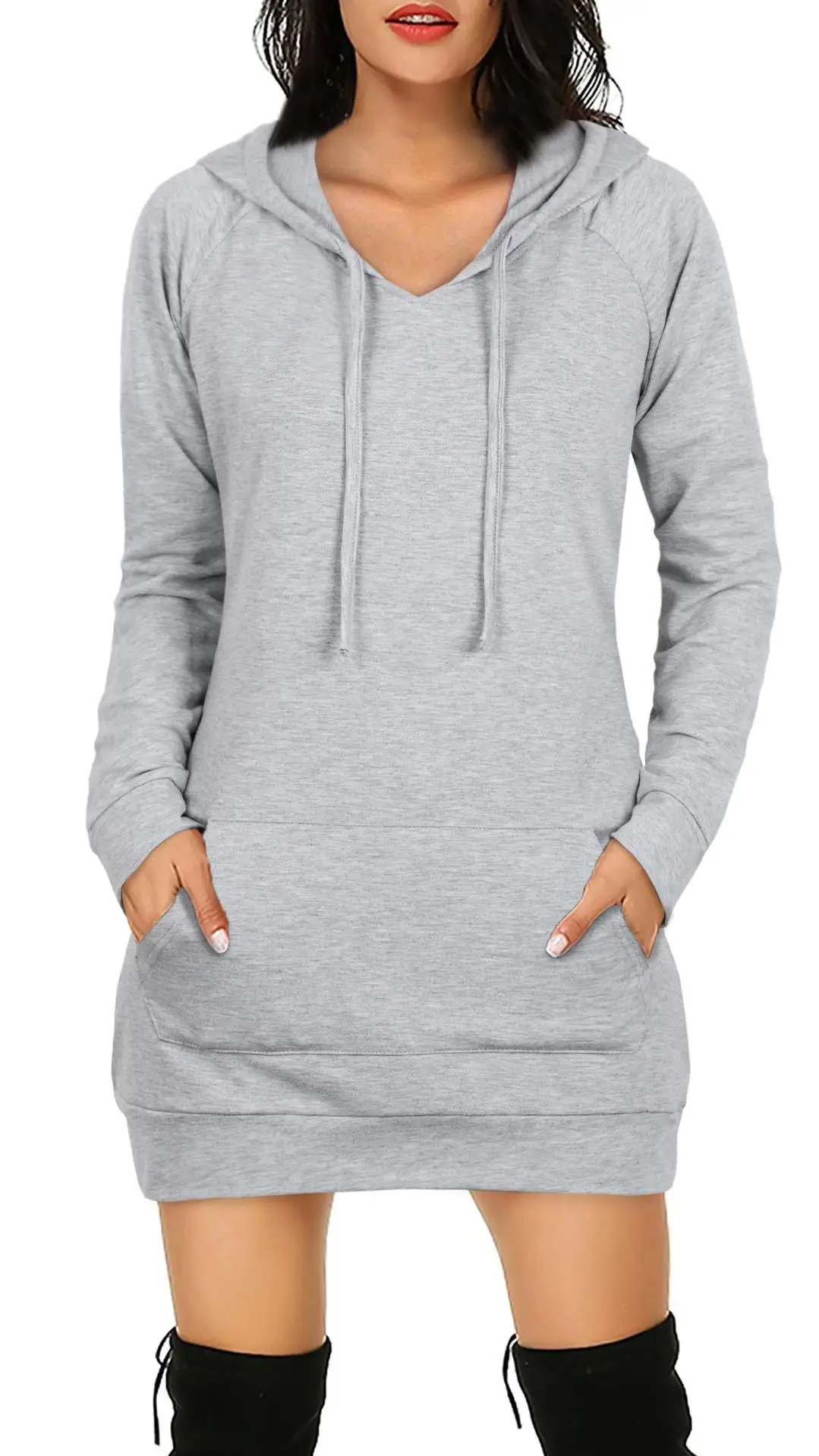 

Fashion Womens Hooded Sweater Spring and Autumn Casual Hot-selling Solid Color Loose Long Knitted Long-sleeved Sweater Donsignet
