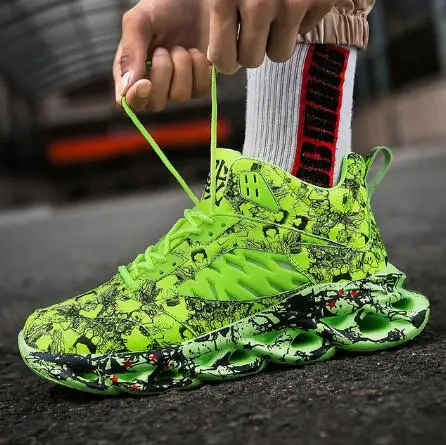 

Fashion Men's Hip Hop Street Dance Shoes Graffiti High Top Chunky Sneakers Autumn Summer Casual Mesh Shoes Boys Zapatos Hombre