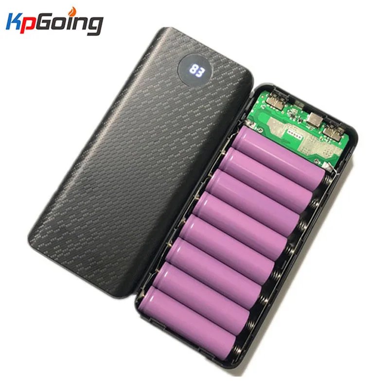 8x18650 digital display power bank battery box portable diy kit mobile battery charger box mobile phone charger shell for iphone free global shipping