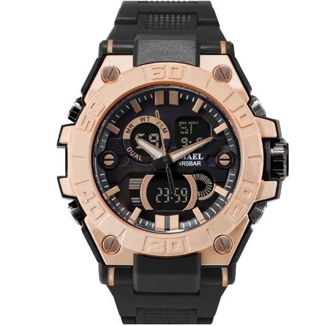 

New Smael Men Sports Watches Fashion Waterproof Silicone Watch Dual Display Analog Digital Watch Military Watch zegarek meski